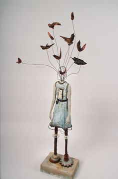 The Blue Black Bird  Found object art, Assemblage art dolls, Box assemblage