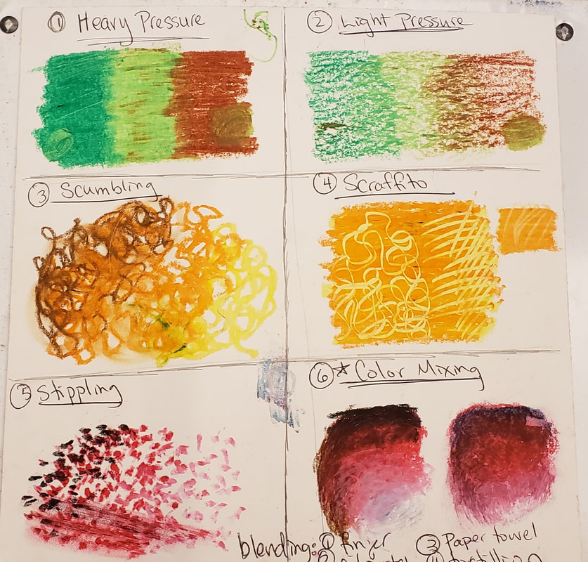 Oil Pastel Techniques--2 color analogous values - KELL HIGH SCHOOL ART
